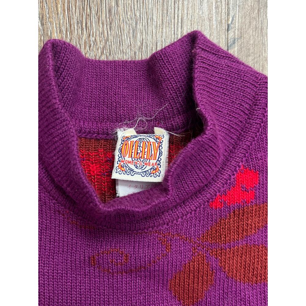 Vintage 90s Oilily sweater colorful soft knit Made in Italy mock neck - Picture 6 of 12